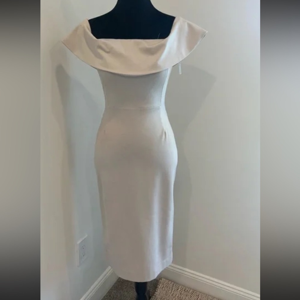 Babaton Strapless Cream Off-Shoulder Midi Dress